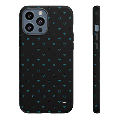 Blue Heart Pattern Black Tough Case