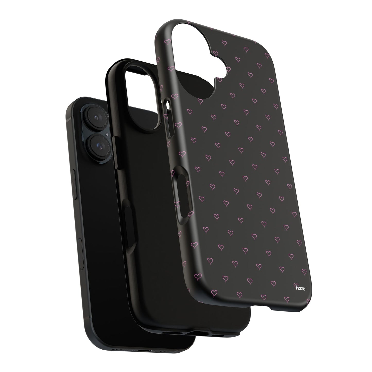 Baby Pink Heart Print Pattern Black Tough Case