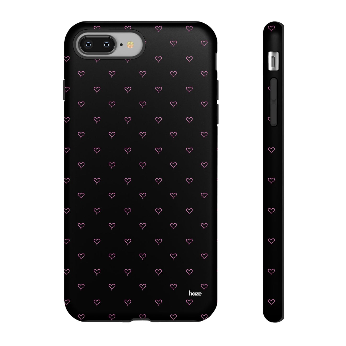 Baby Pink Heart Print Pattern Black Tough Case