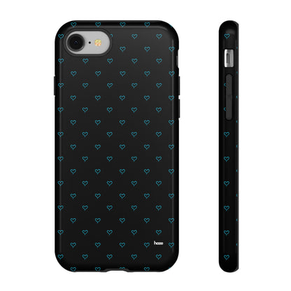 Blue Heart Pattern Black Tough Case