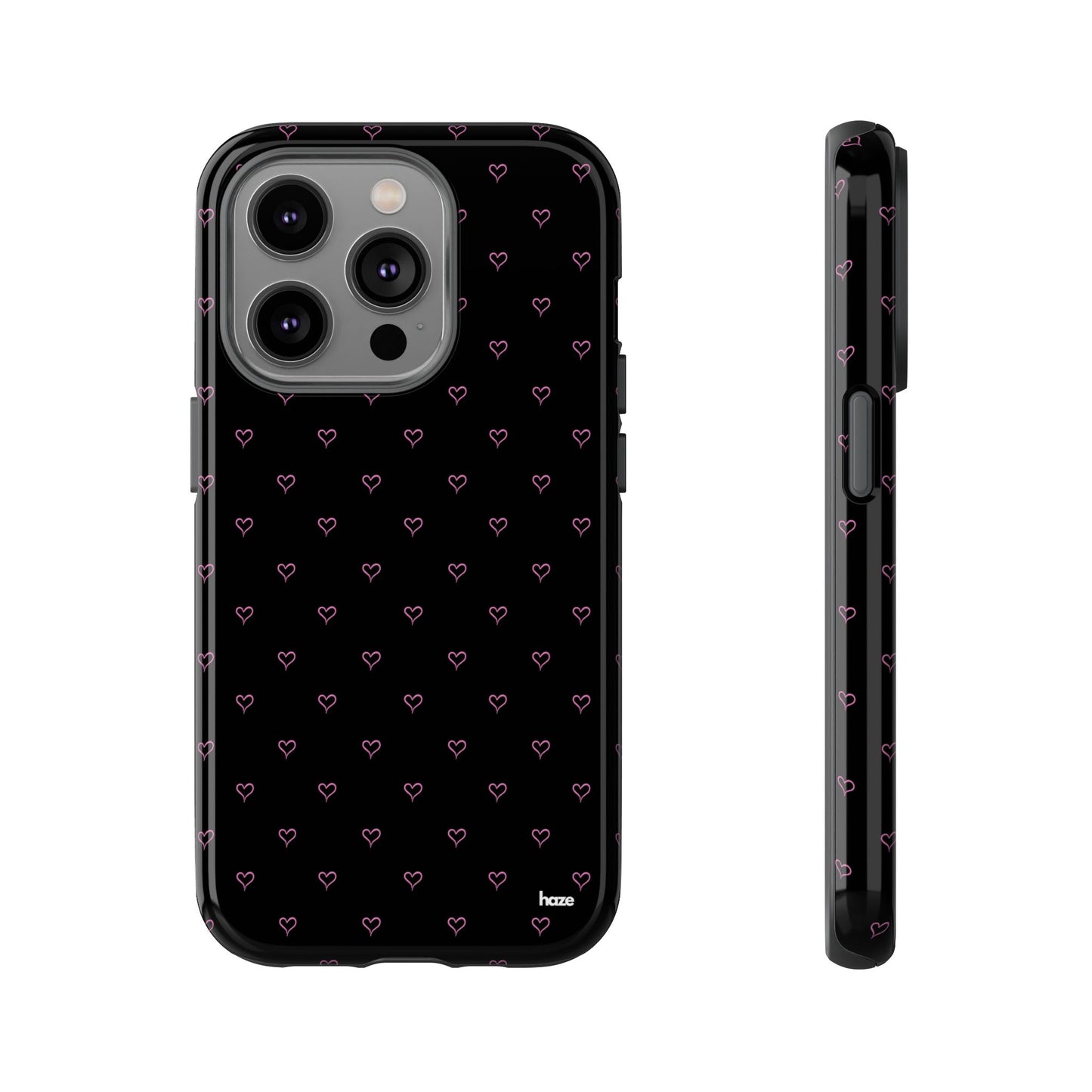 Baby Pink Heart Print Pattern Black Tough Case