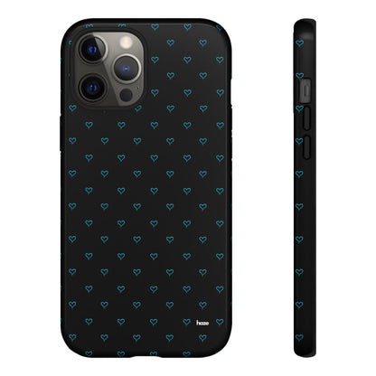 Blue Heart Pattern Black Tough Case