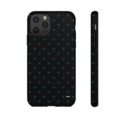 Blue Heart Pattern Black Tough Case