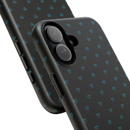 Blue Heart Pattern Black Tough Case