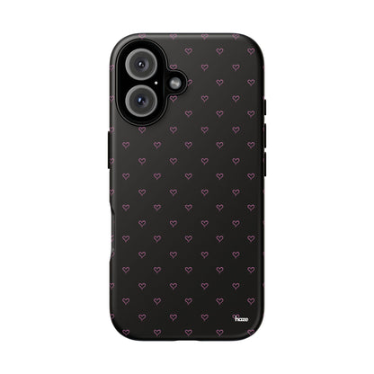 Baby Pink Heart Print Pattern Black Tough Case