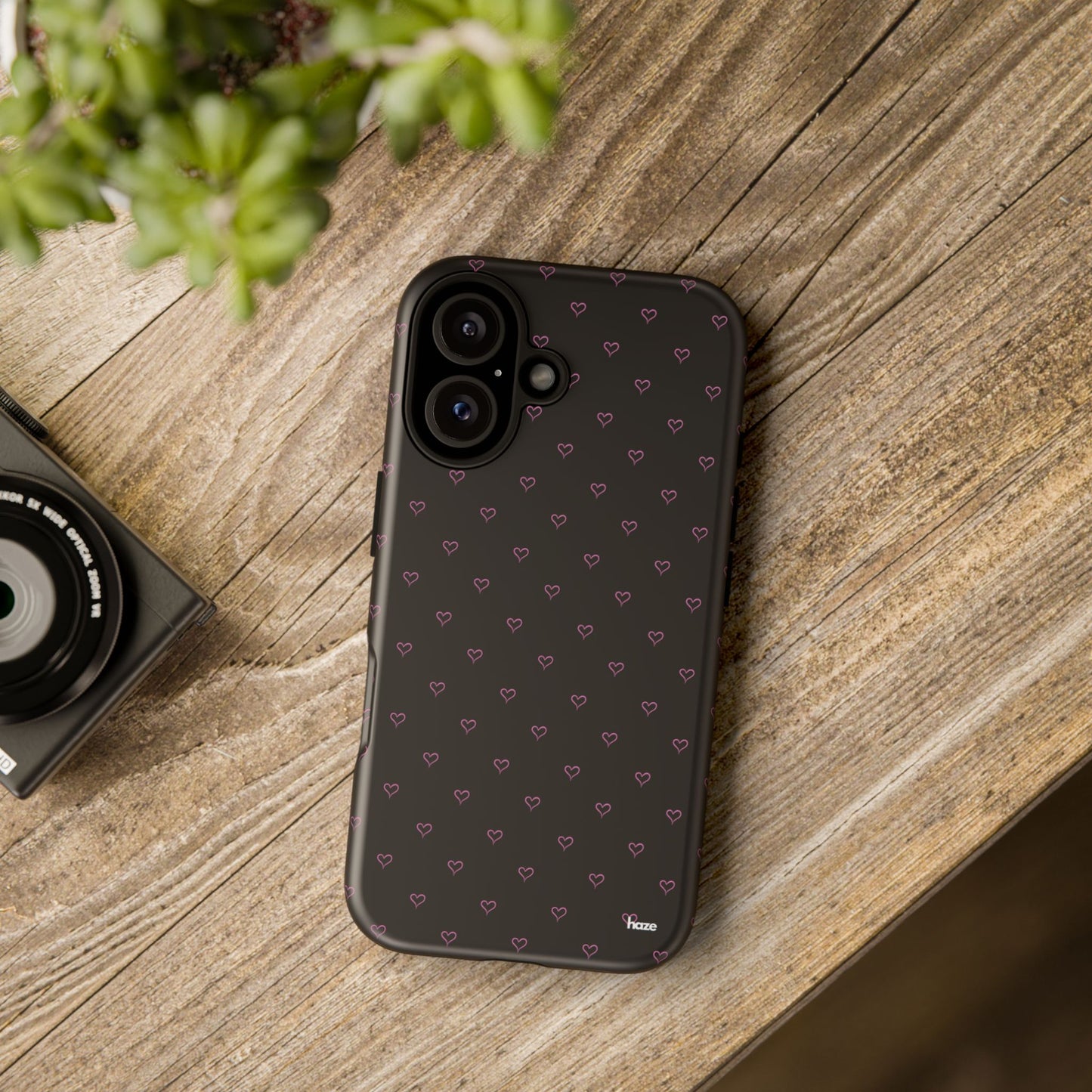 Baby Pink Heart Print Pattern Black Tough Case