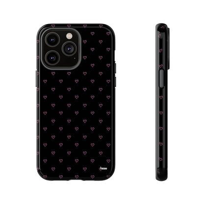 Baby Pink Heart Print Pattern Black Tough Case