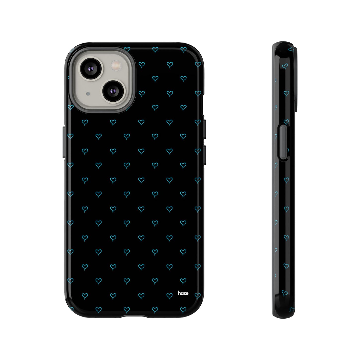 Blue Heart Pattern Black Tough Case