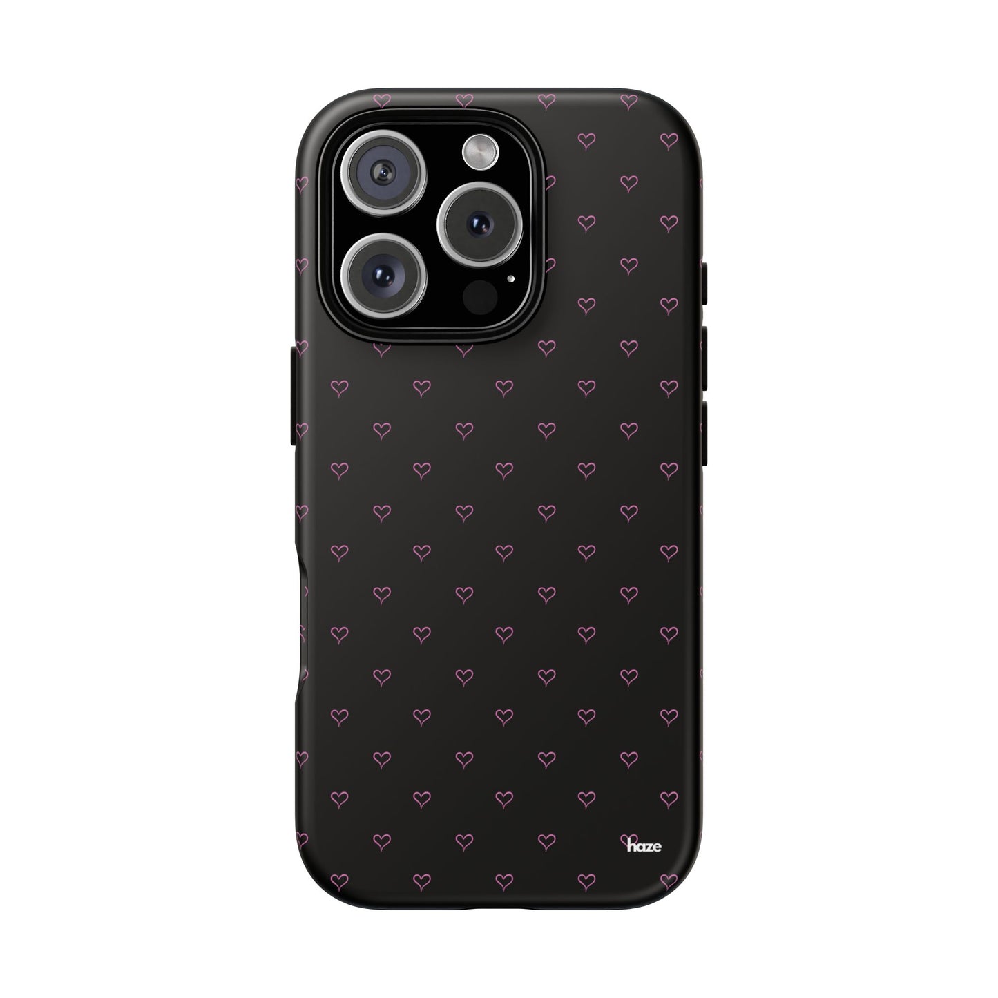 Baby Pink Heart Print Pattern Black Tough Case