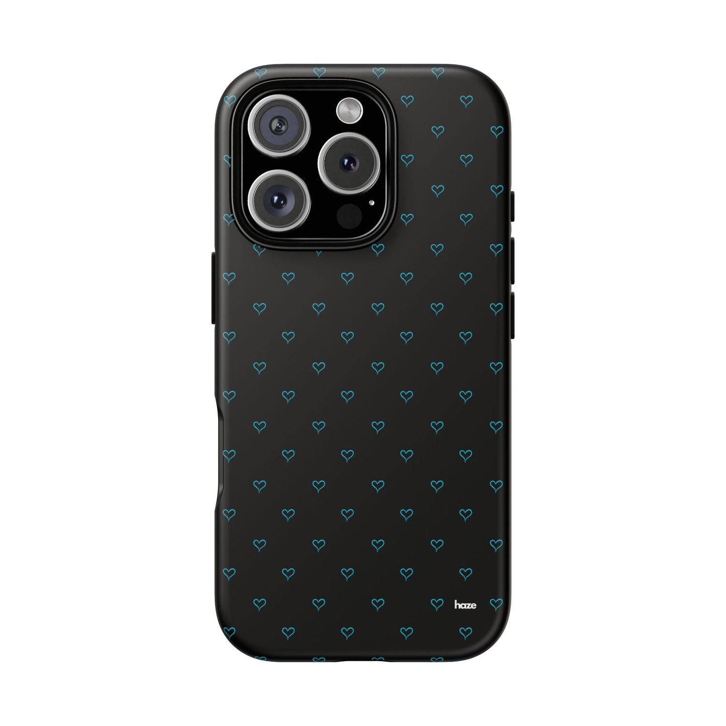 Blue Heart Pattern Black Tough Case