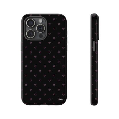 Baby Pink Heart Print Pattern Black Tough Case