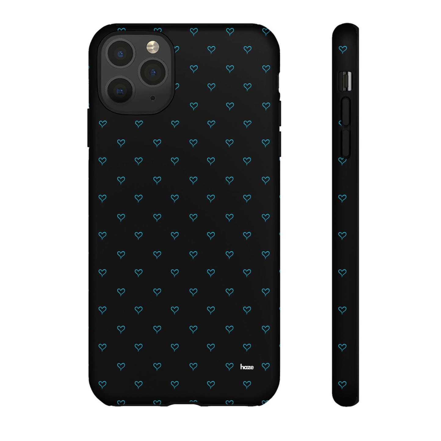 Blue Heart Pattern Black Tough Case