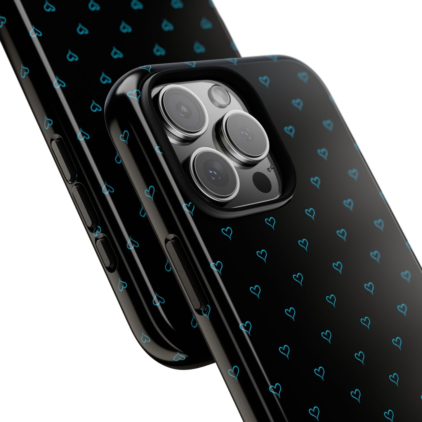 Blue Heart Pattern Black Tough Case