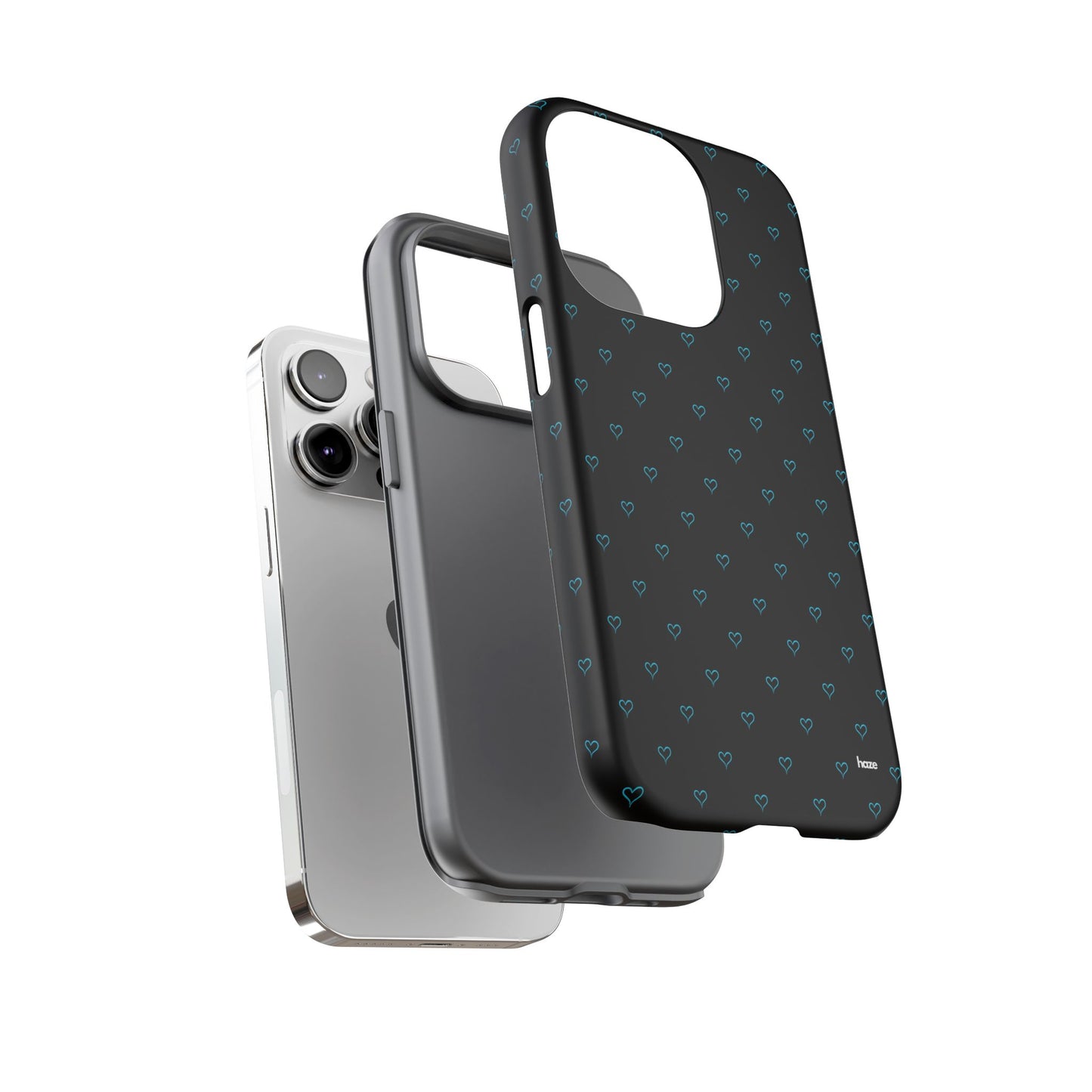 Blue Heart Pattern Black Tough Case