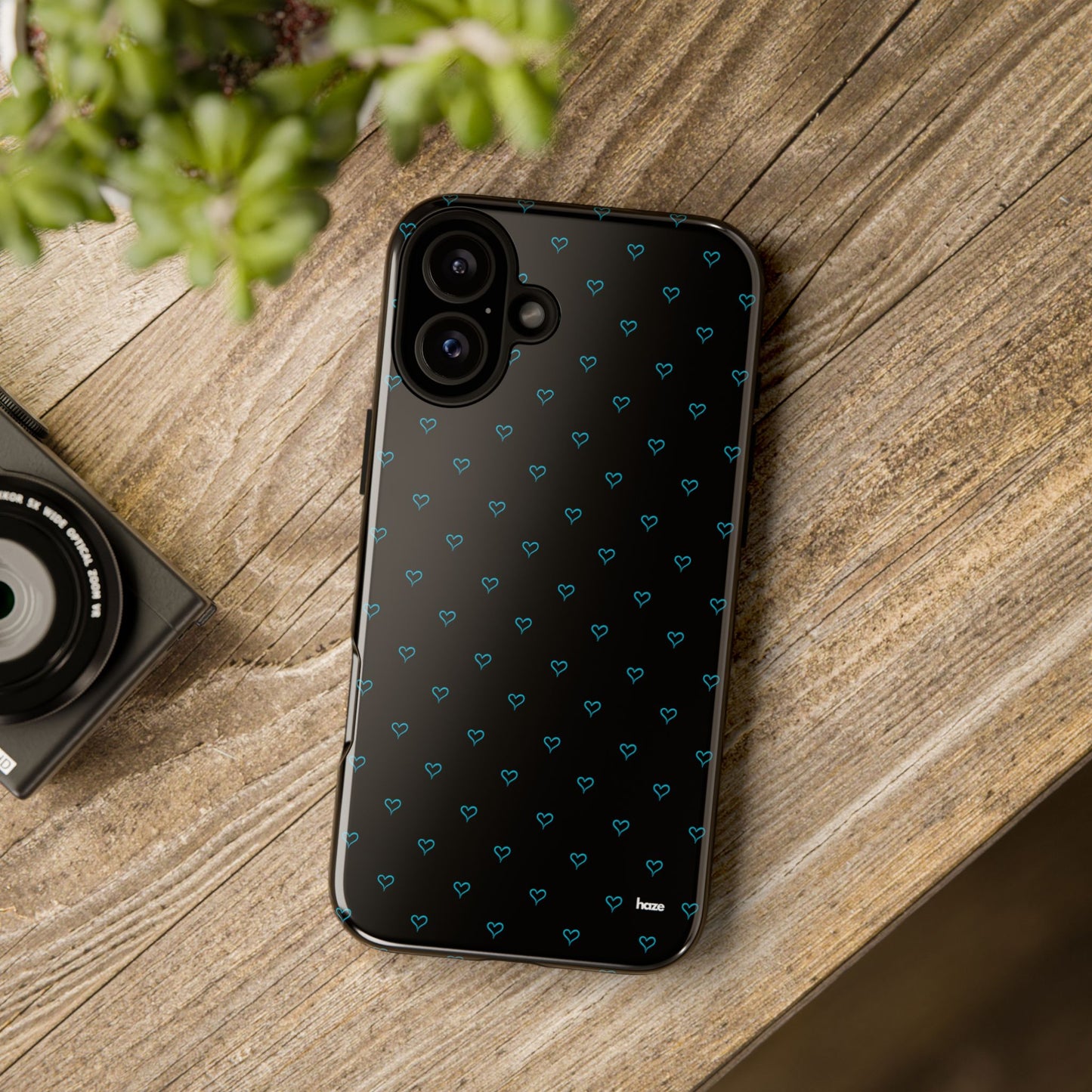 Blue Heart Pattern Black Tough Case