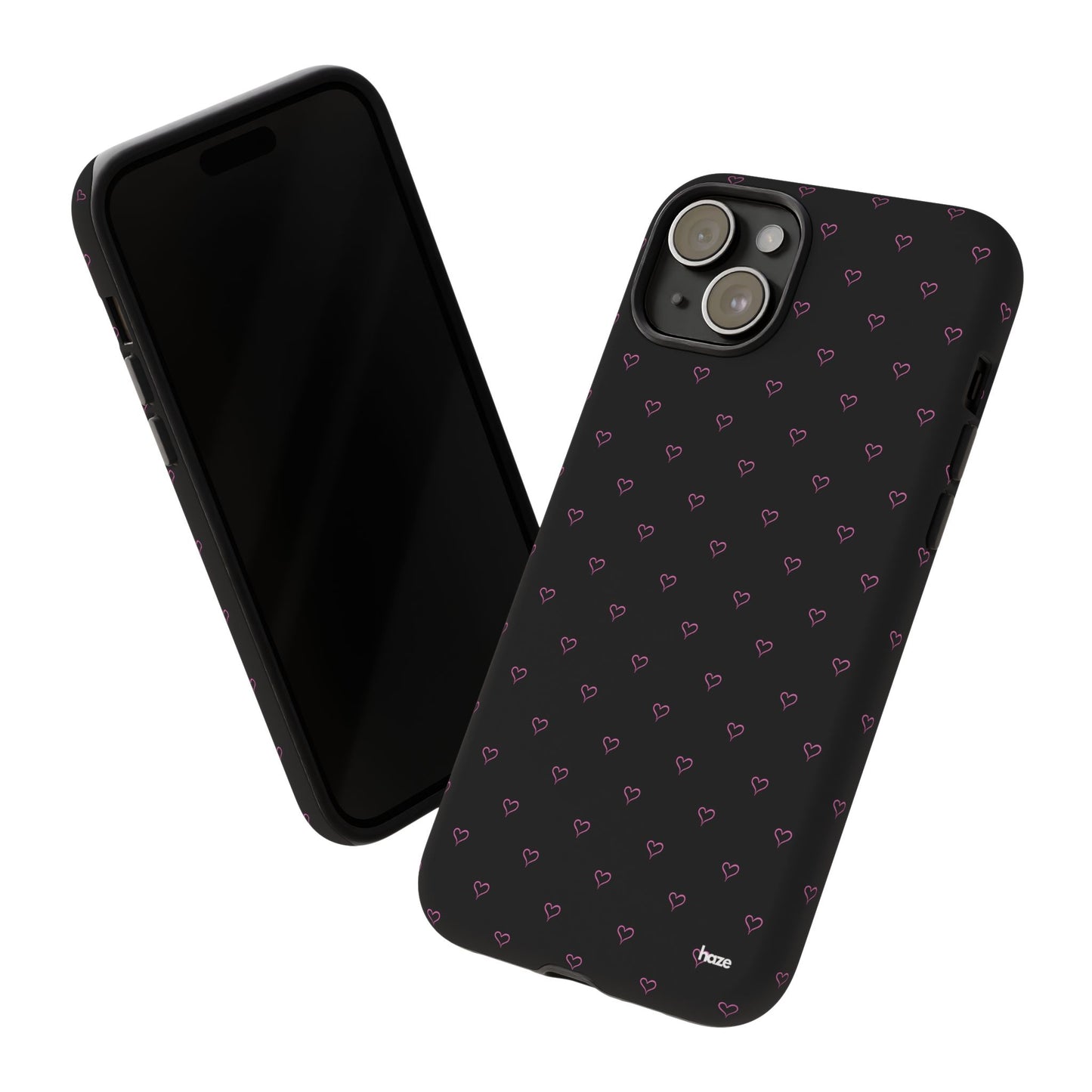 Baby Pink Heart Print Pattern Black Tough Case