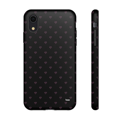 Baby Pink Heart Print Pattern Black Tough Case