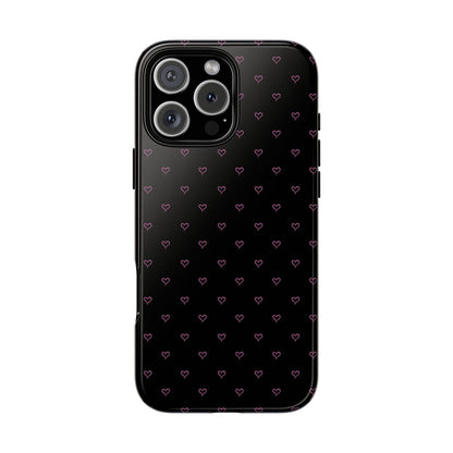 Baby Pink Heart Print Pattern Black Tough Case