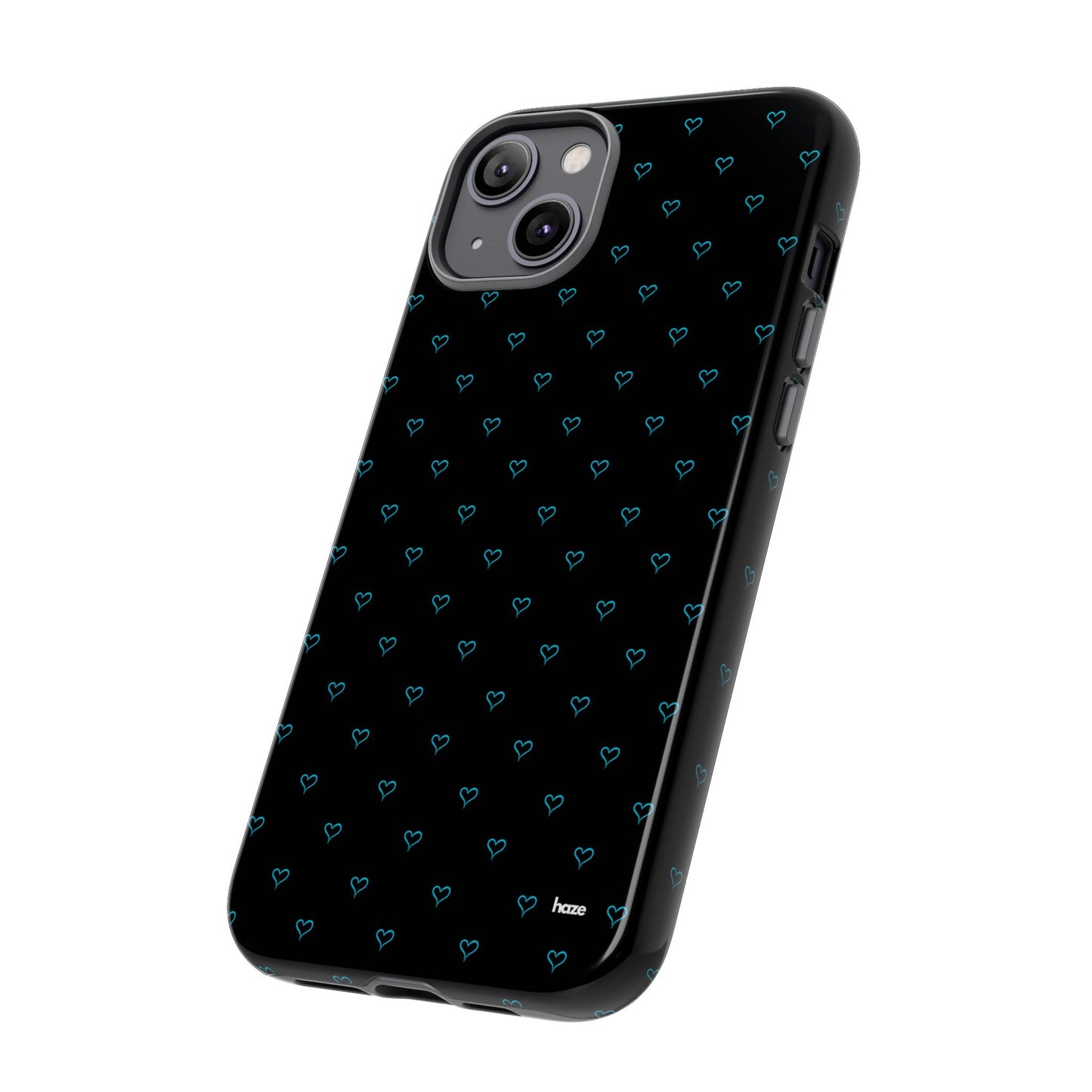 Blue Heart Pattern Black Tough Case