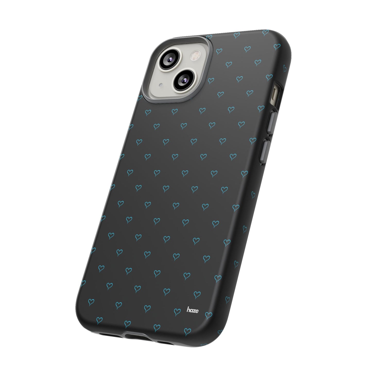 Blue Heart Pattern Black Tough Case