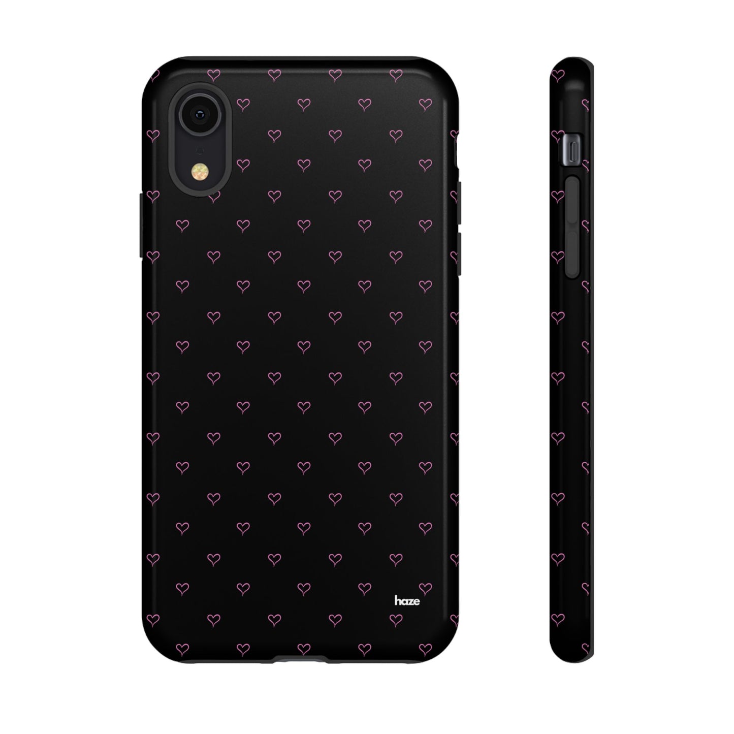 Baby Pink Heart Print Pattern Black Tough Case