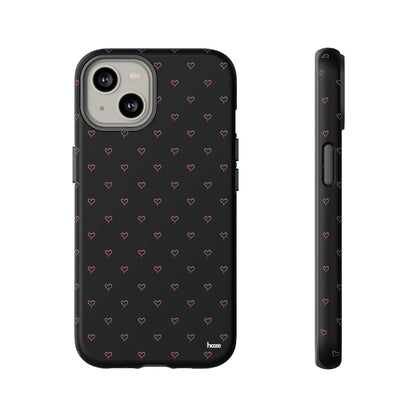 Baby Pink Heart Print Pattern Black Tough Case