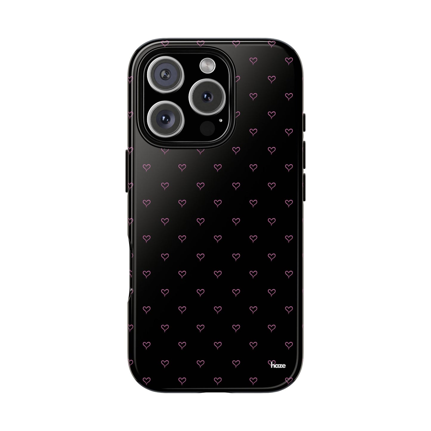 Baby Pink Heart Print Pattern Black Tough Case