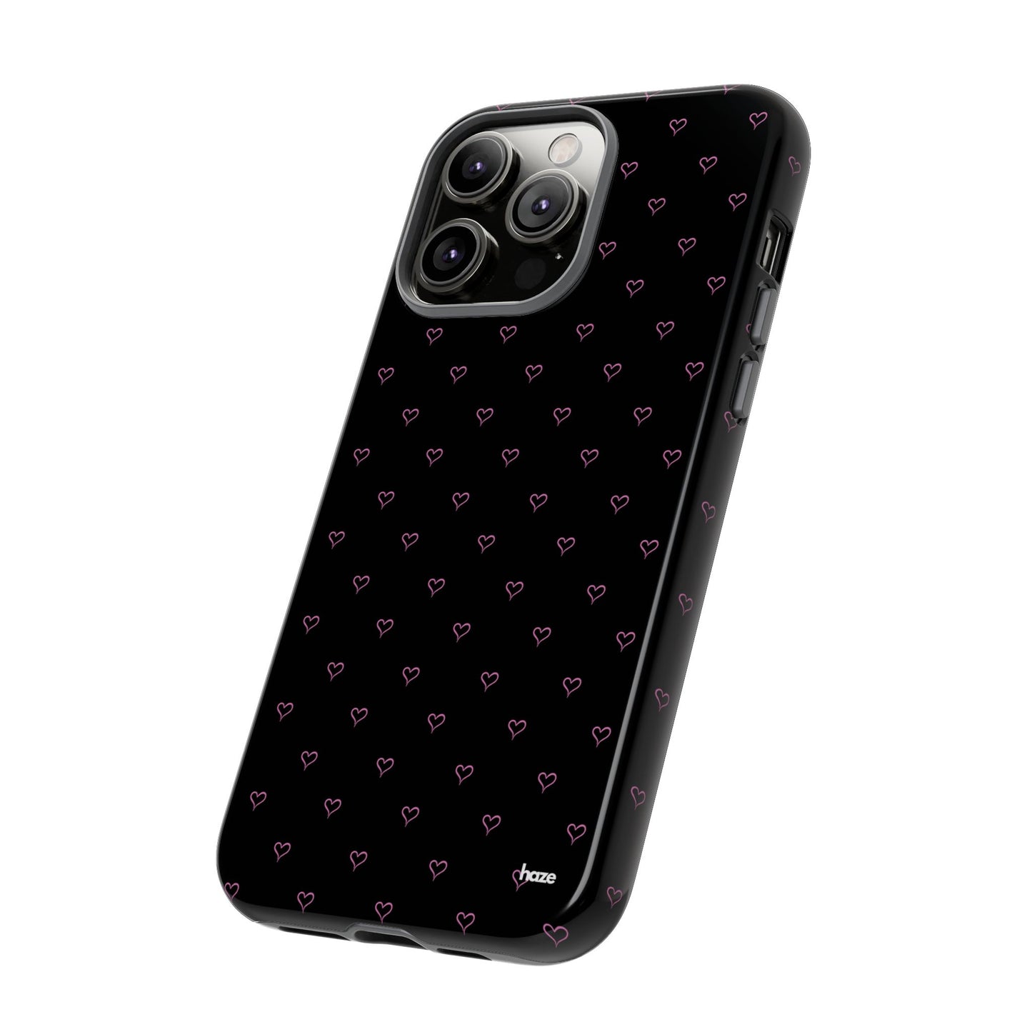 Baby Pink Heart Print Pattern Black Tough Case