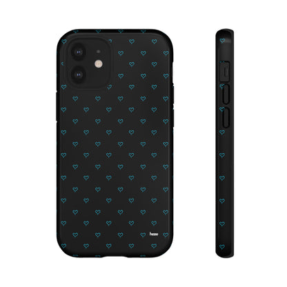 Blue Heart Pattern Black Tough Case