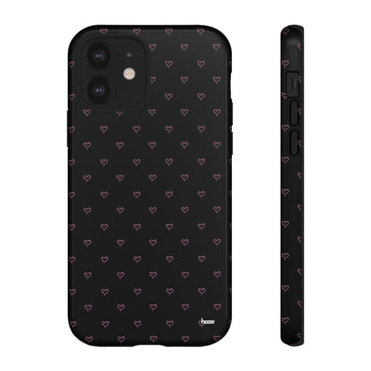 Baby Pink Heart Print Pattern Black Tough Case