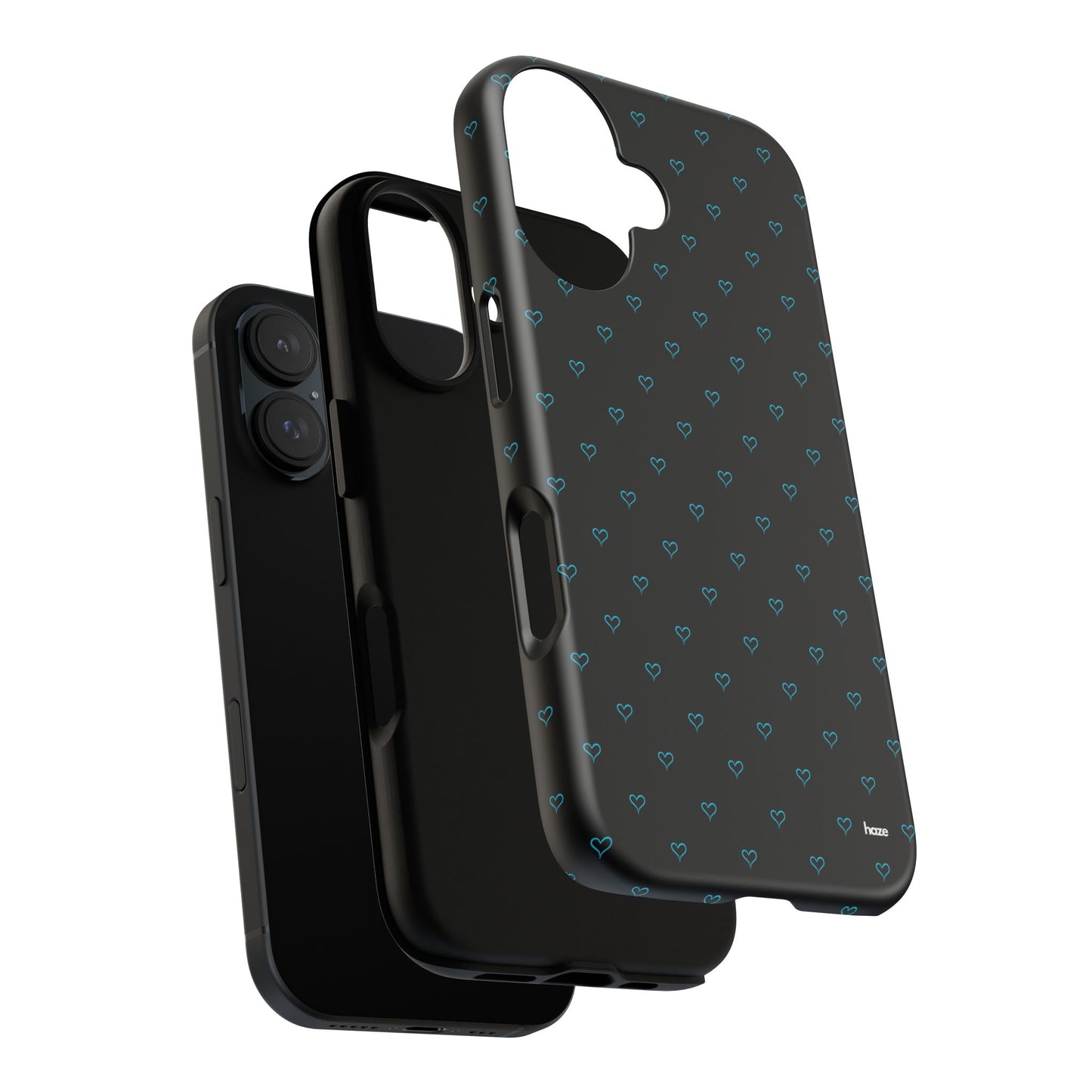 Blue Heart Pattern Black Tough Case