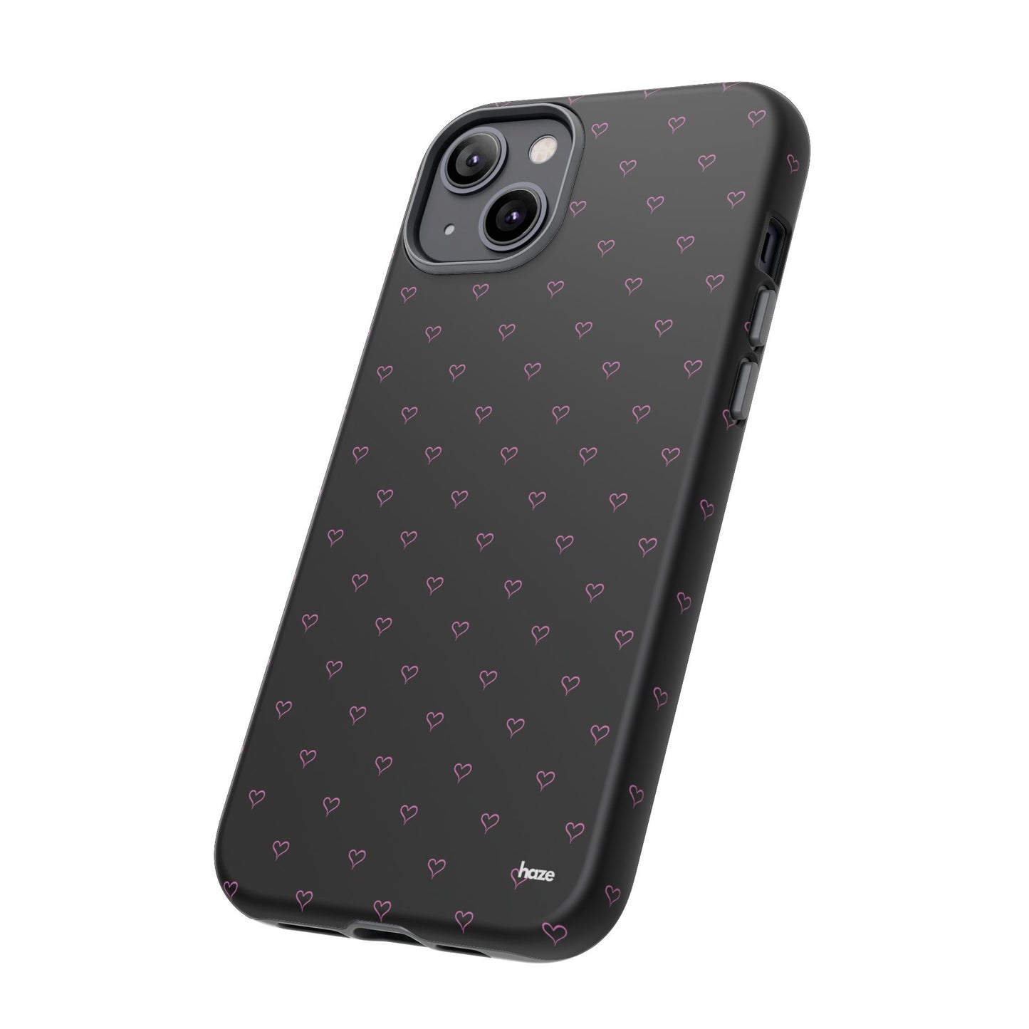 Baby Pink Heart Print Pattern Black Tough Case