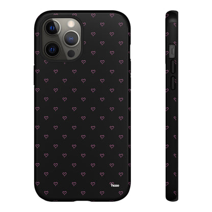 Baby Pink Heart Print Pattern Black Tough Case