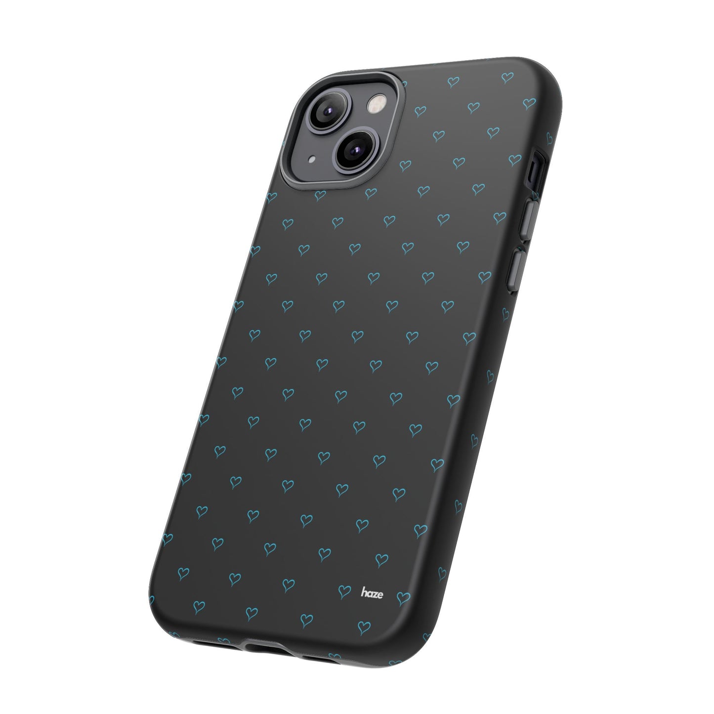 Blue Heart Pattern Black Tough Case