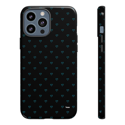 Blue Heart Pattern Black Tough Case