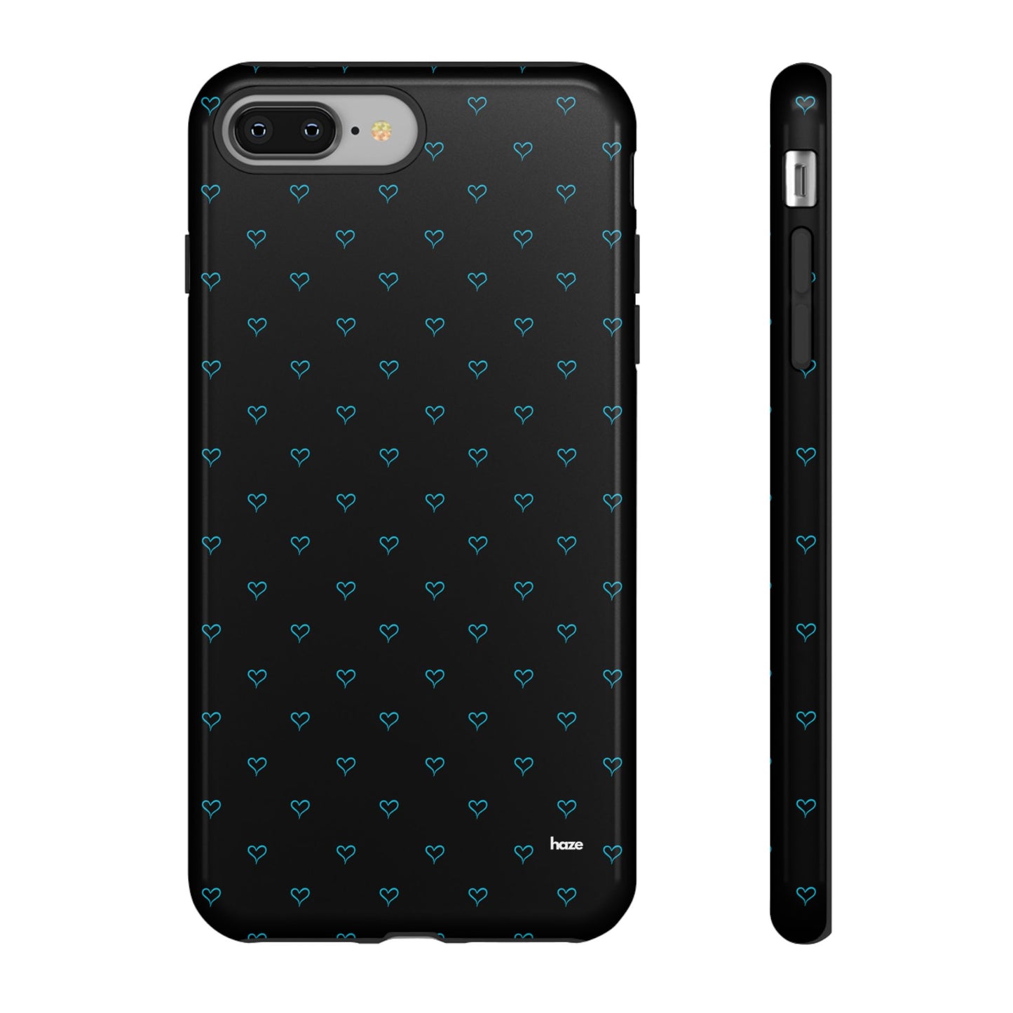 Blue Heart Pattern Black Tough Case