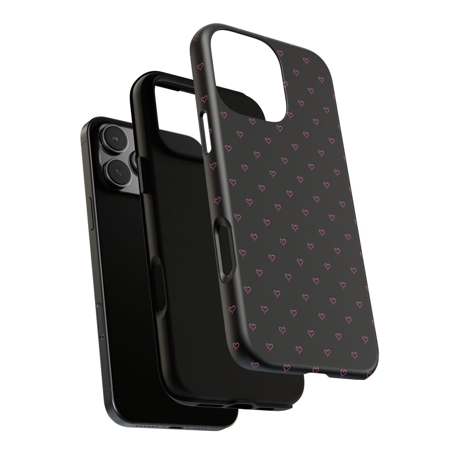 Baby Pink Heart Print Pattern Black Tough Case