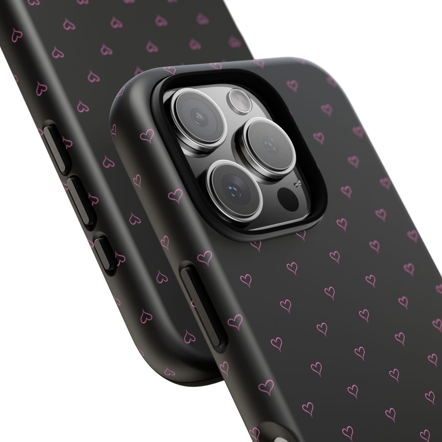 Baby Pink Heart Print Pattern Black Tough Case