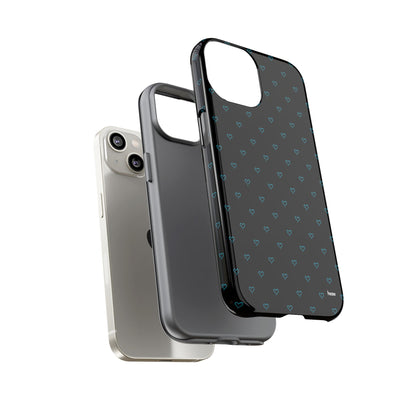 Blue Heart Pattern Black Tough Case