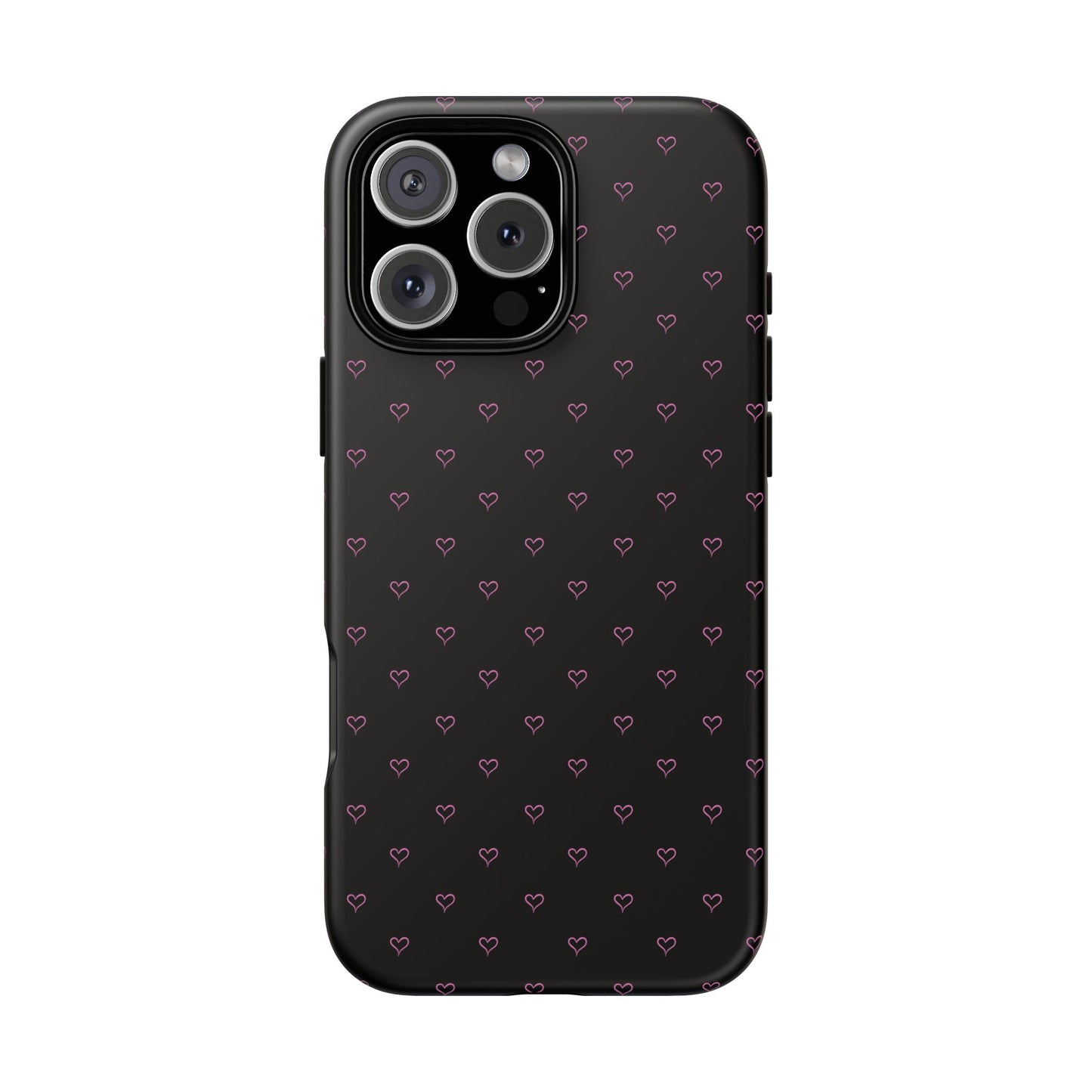 Baby Pink Heart Print Pattern Black Tough Case