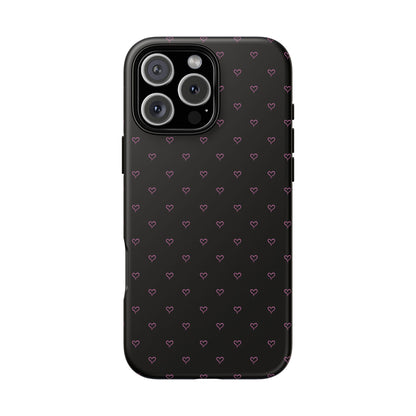 Baby Pink Heart Print Pattern Black Tough Case