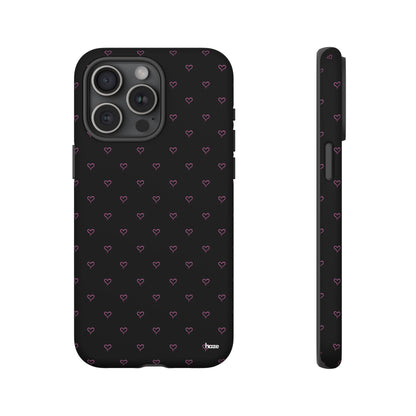 Baby Pink Heart Print Pattern Black Tough Case