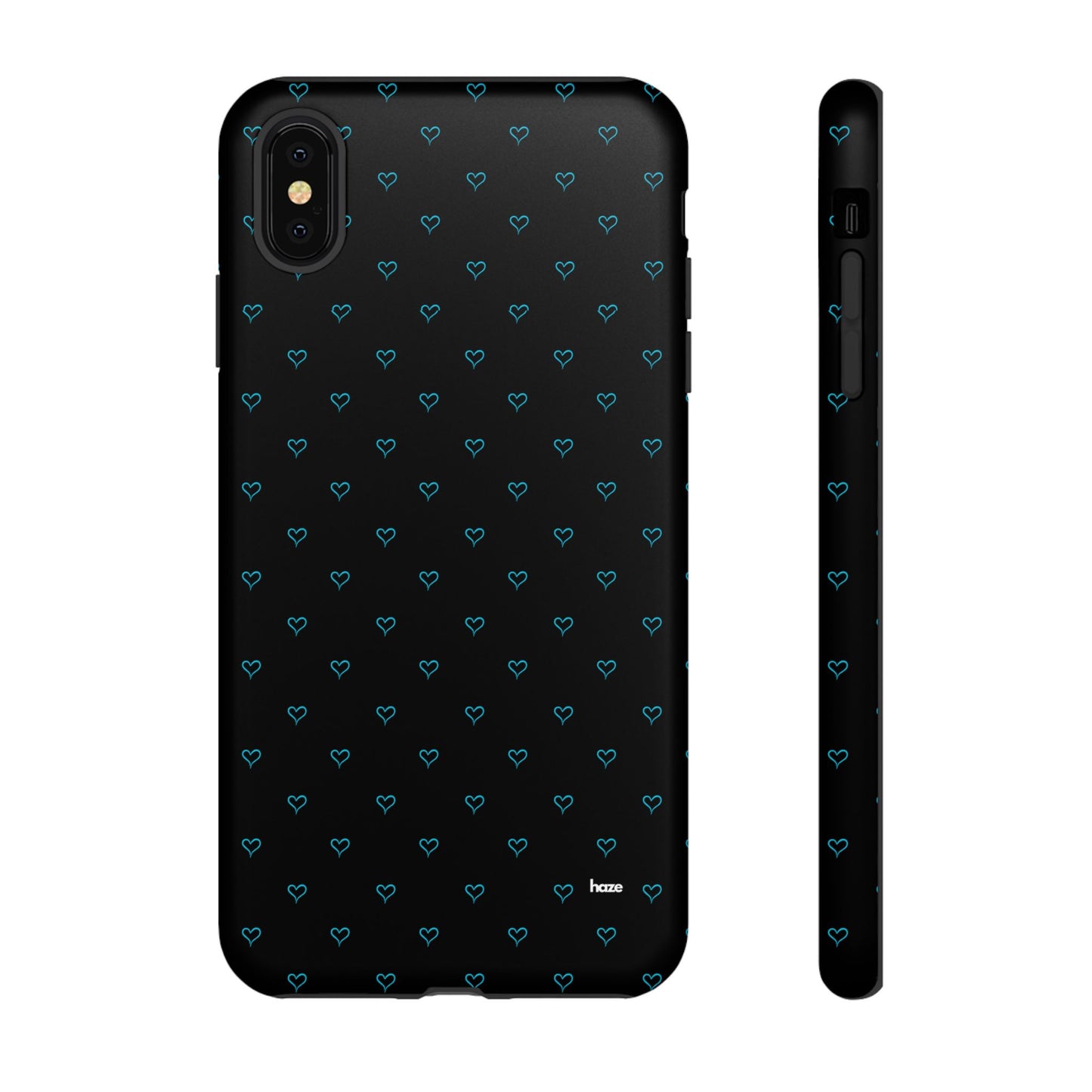 Blue Heart Pattern Black Tough Case