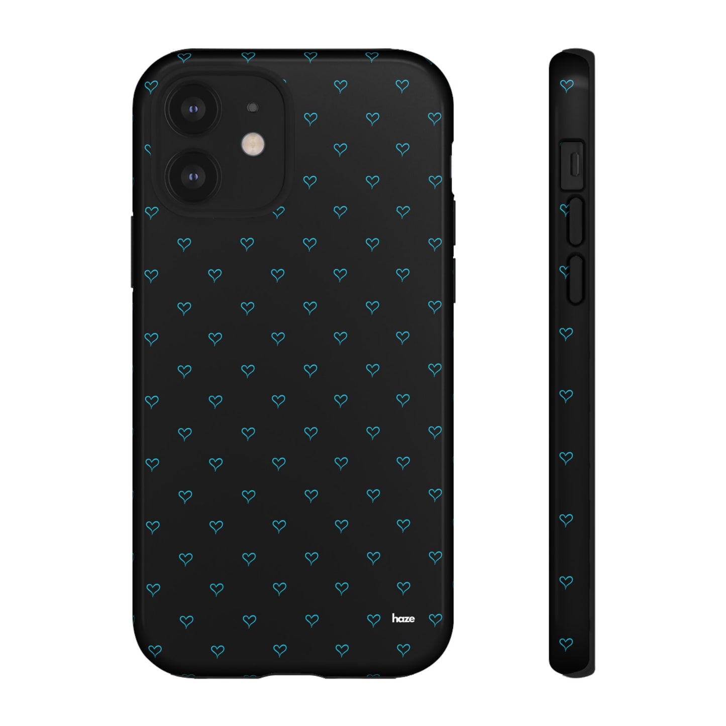 Blue Heart Pattern Black Tough Case