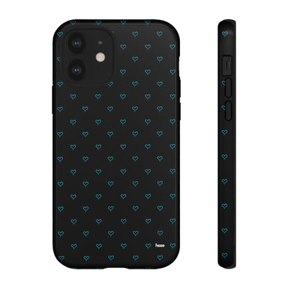 Blue Heart Pattern Black Tough Case