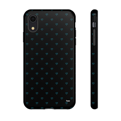 Blue Heart Pattern Black Tough Case