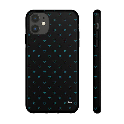 Blue Heart Pattern Black Tough Case