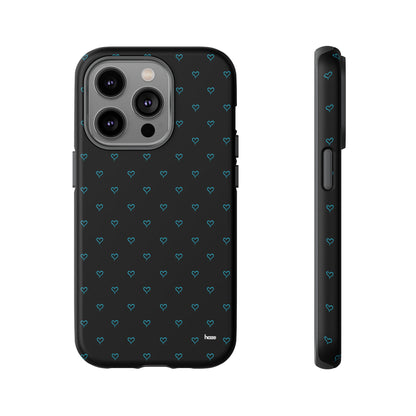 Blue Heart Pattern Black Tough Case