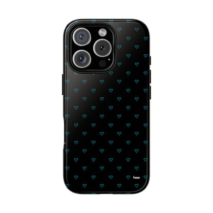 Blue Heart Pattern Black Tough Case