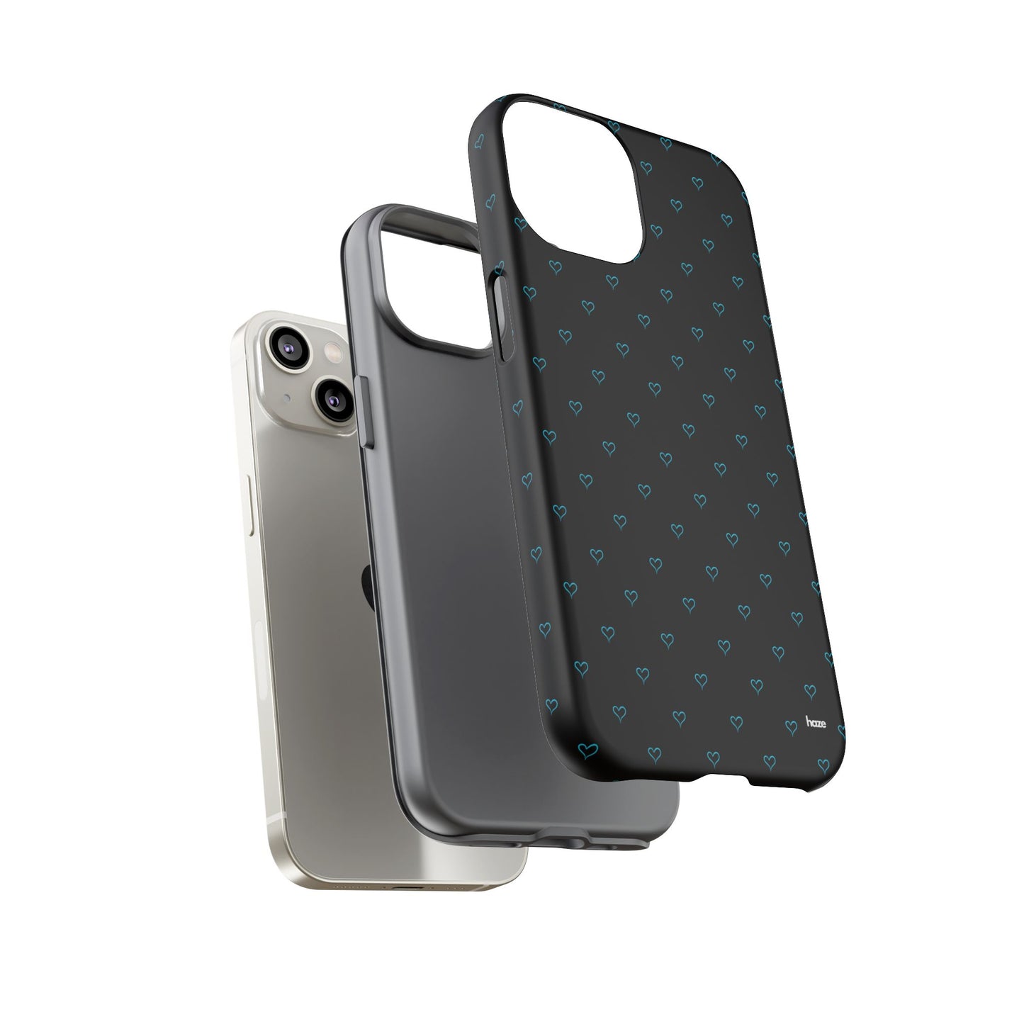 Blue Heart Pattern Black Tough Case